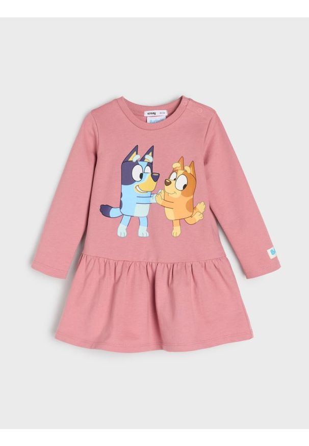 Sinsay - Sukienka z baskinką Bluey - różowy. Kolor: różowy