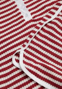 Born2be - Beżowo-Czerwony Dzianinowy Komplet Oversize w Paski Koszulka Polo i Szorty Tesanore. Kolor: beżowy. Materiał: dzianina. Wzór: paski #6