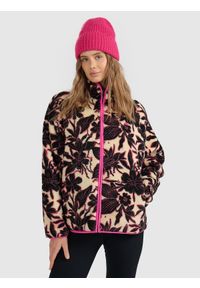 4f - 4F Polar sherpa ze stójką oversize damski - multikolor L. Typ kołnierza: kołnierzyk stójkowy. Kolekcja: plus size. Kolor: wielokolorowy. Materiał: polar. Sezon: zima