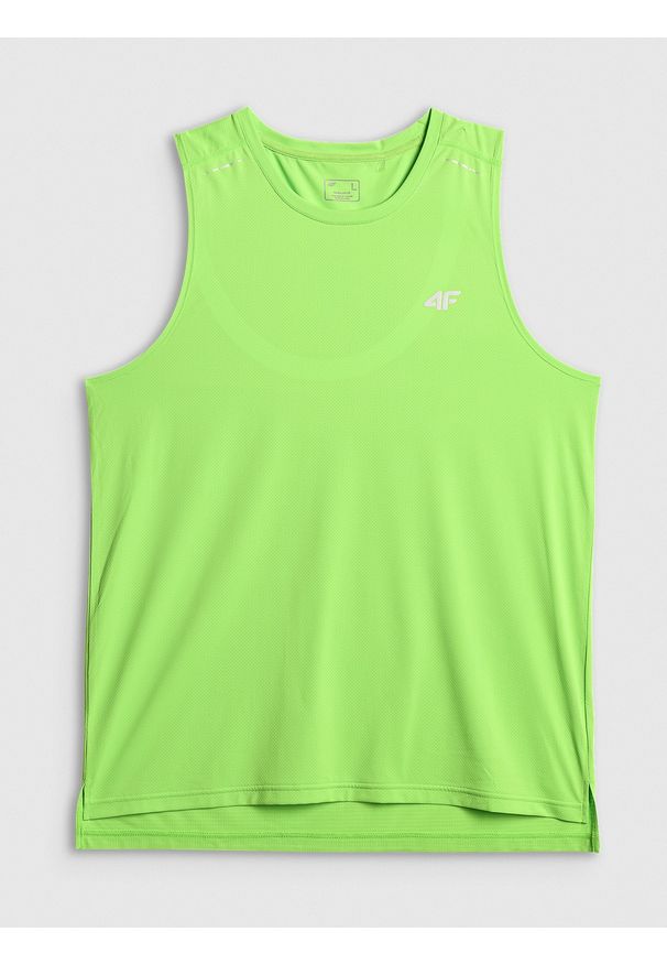 4f - 4F Koszulka do biegania regular szybkoschnąca męska - zielona L. Kolor: zielony. Materiał: materiał, włókno. Długość: długie. Sport: bieganie, fitness