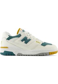 Buty unisex New Balance BB550VRA – beżowe. Okazja: na co dzień. Kolor: beżowy. Materiał: skóra. Szerokość cholewki: normalna