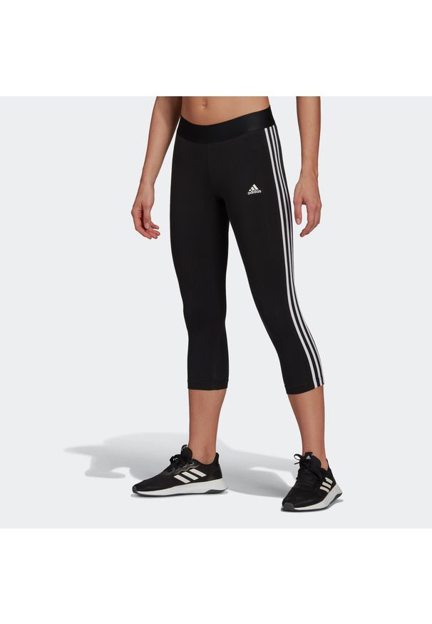 Legginsy fitness damskie Adidas Essentials 7/8. Kolor: czarny. Materiał: materiał, bawełna, elastan. Sport: fitness