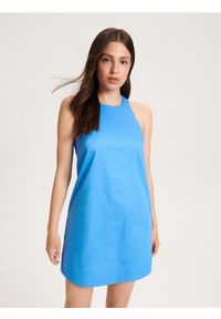 Reserved - Bawełniana sukienka - jasnoniebieski. Kolor: niebieski. Materiał: bawełna. Typ sukienki: proste #1
