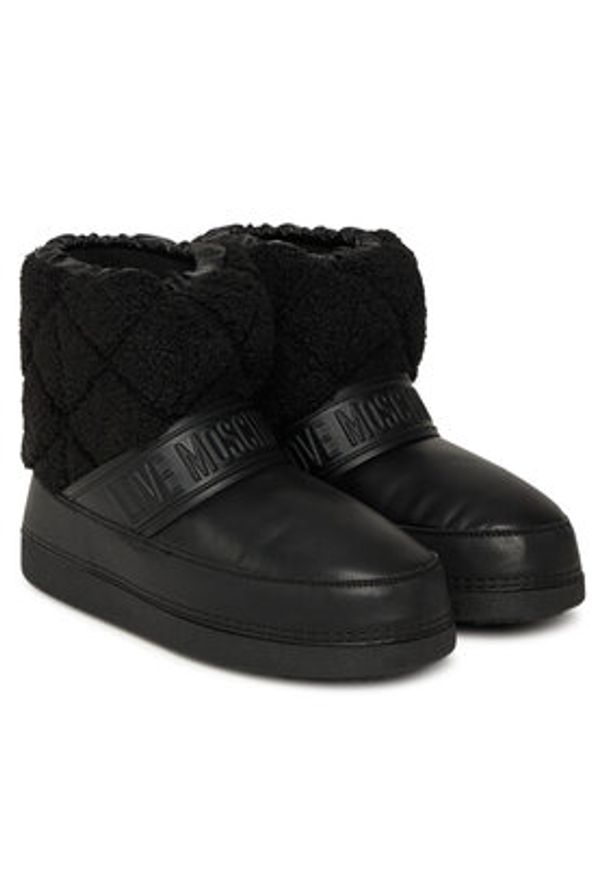 Love Moschino - LOVE MOSCHINO Śniegowce JA24412G0NISJ00A Czarny. Kolor: czarny. Materiał: skóra