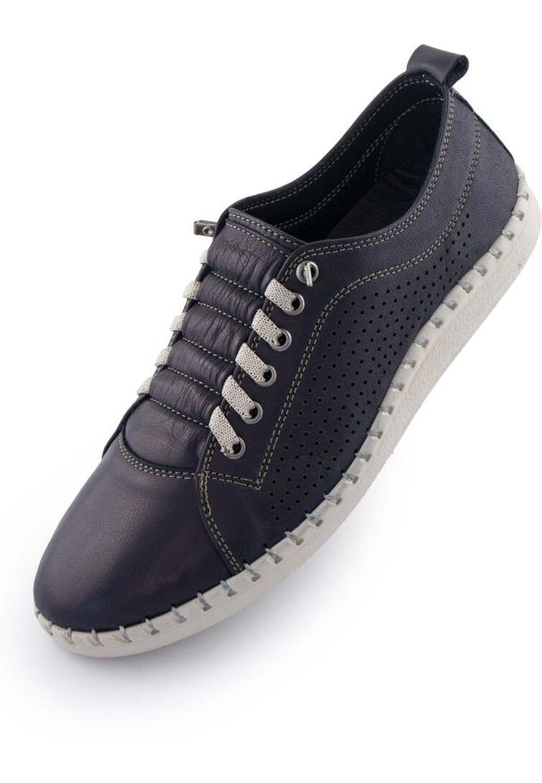 ENELL - Damskie skórzane buty Nell - Styl i komfort na każdy dzień. Kolor: niebieski. Materiał: skóra