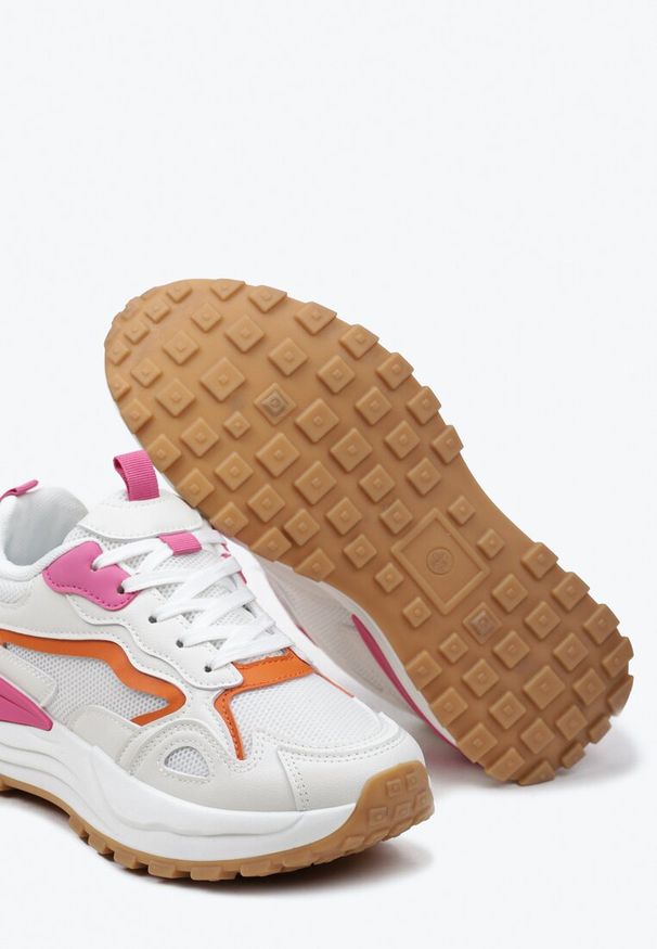 Born2be - Beżowo-Różowo Sneakersy na Grubej Podeszwie z Siateczką Otrix. Nosek buta: okrągły. Zapięcie: sznurówki. Kolor: beżowy. Materiał: materiał. Obcas: na obcasie. Wysokość obcasa: niski