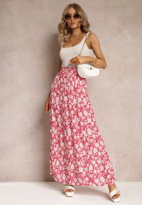 Renee - Czerwona Bawełniana Spódnica Maxi w Kwiaty Eile. Kolor: czerwony. Materiał: bawełna. Wzór: kwiaty #3