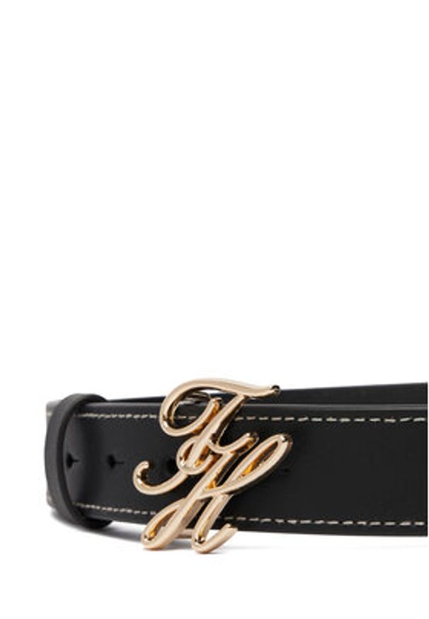 TOMMY HILFIGER - Tommy Hilfiger Pasek Th Script 3.0 AW0AW18568 Granatowy. Kolor: niebieski. Materiał: skóra