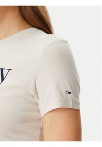 Tommy Jeans T-Shirt Essential DW0DW19447 Beżowy Slim Fit. Kolor: beżowy. Materiał: bawełna