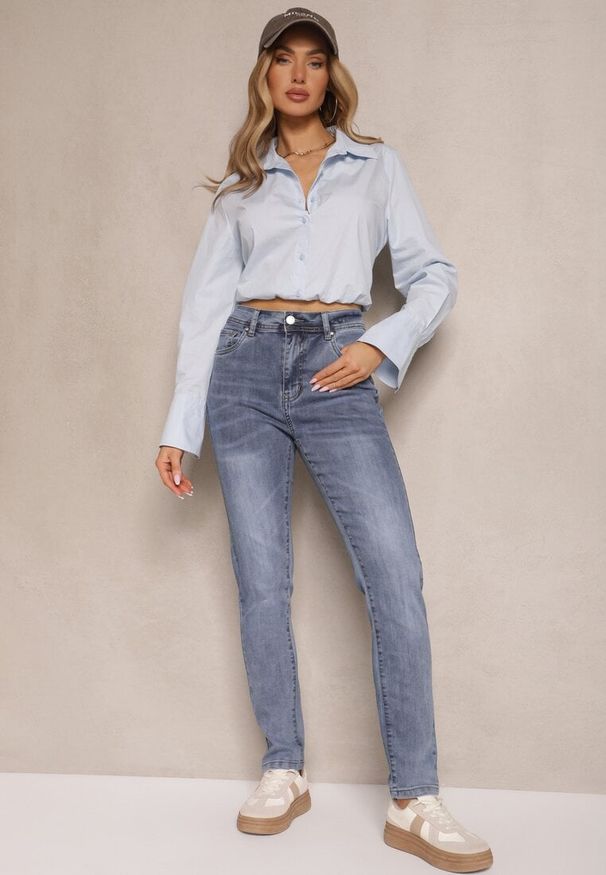 Renee - Jasnoniebieskie Jeansy Skinny Regular Waist Galoriela. Okazja: na spotkanie biznesowe. Kolor: niebieski. Styl: klasyczny, elegancki, biznesowy