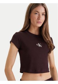 Calvin Klein Jeans T-Shirt LV047AB802 Brązowy Slim Fit. Kolor: brązowy. Materiał: bawełna #2