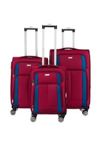 Zestaw walizek podróżnych w czerwono-niebieskim kolorze z wysuwaną rączką Peterson PTN 5209-SET BURG-NA. Kolor: czerwony, niebieski, wielokolorowy. Materiał: materiał, tkanina, poliester #1