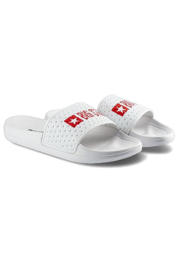 Big-Star - Białe Klapki Big Star Dziecięce Buty Wodoodporne. Okazja: na co dzień. Kolor: biały. Materiał: materiał. Wzór: aplikacja, napisy. Styl: wakacyjny, casual