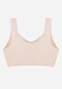 Renee - Beżowy Sportowy Biustonosz z Usztywnieniem Ozdobiony Siateczkową Wstawką Edalissa. Kolor: beżowy. Rodzaj stanika: wyciągane miseczki. Wzór: aplikacja #2