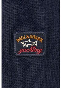 PAUL & SHARK - Paul&Shark sweter wełniany męski kolor szary lekki. Okazja: na co dzień. Kolor: niebieski. Materiał: wełna. Długość rękawa: długi rękaw. Długość: długie. Styl: casual