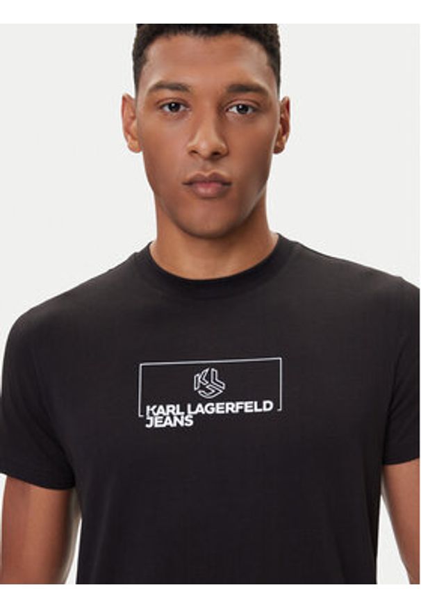 Karl Lagerfeld Jeans T-Shirt A4M17020 Czarny Slim Fit. Kolor: czarny. Materiał: bawełna
