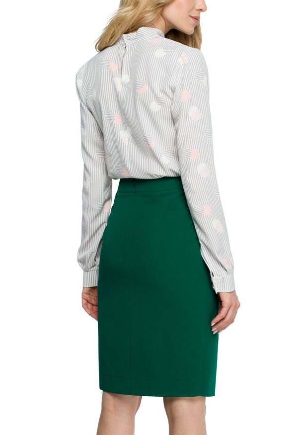 Style - Ołówkowa spódnica midi z zakładką z przodu. Okazja: do pracy. Materiał: materiał, elastan. Styl: klasyczny
