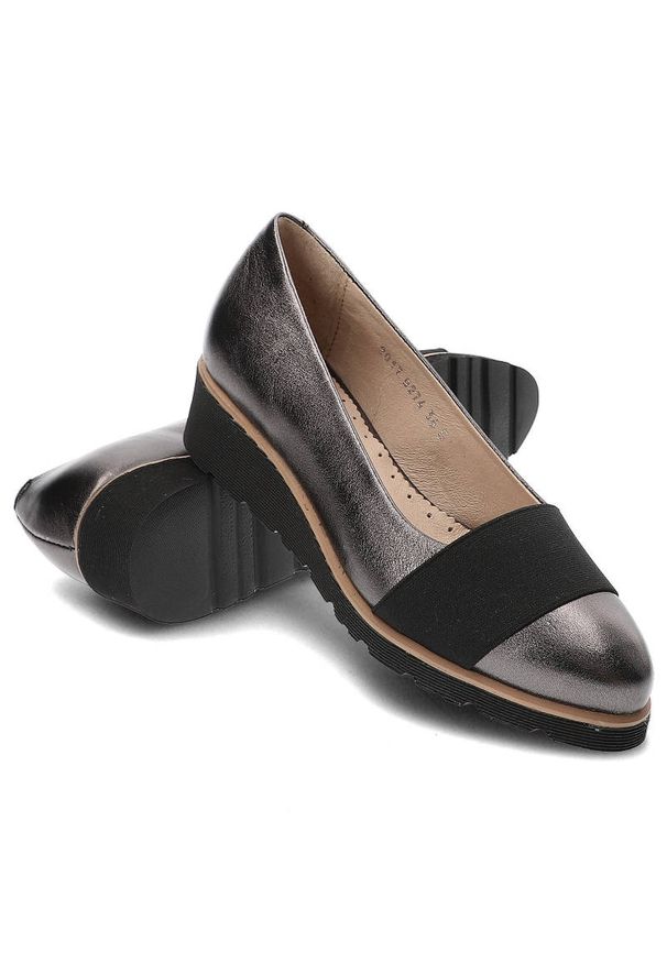 Srebrne Półbuty Simen Damskie Stylowe Modne Obuwie. Okazja: na co dzień, na spacer. Kolor: srebrny. Szerokość cholewki: normalna. Obcas: na koturnie. Styl: elegancki