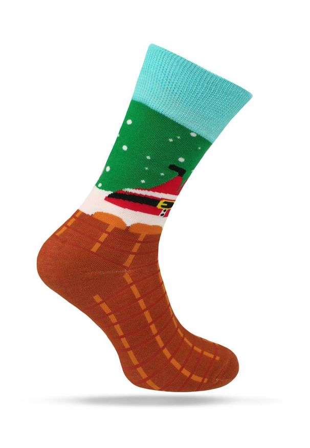 Świąteczne Skarpetki - Alties - Mikołaj w Kominie. Kolor: wielokolorowy. Materiał: poliester, bawełna, elastan