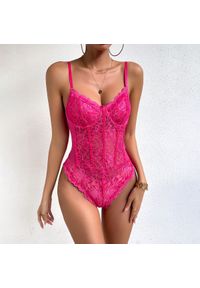 Intica - Body koronkowe dopasowane na specjalne okazje Niculeta. Kolor: różowy. Materiał: koronka. Wzór: koronka