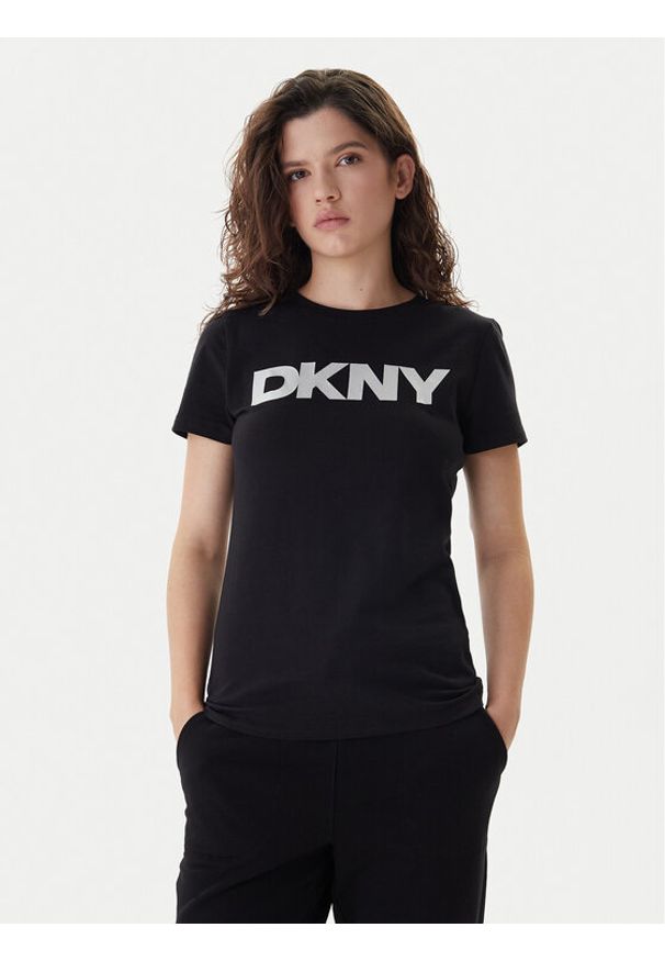 DKNY Sport T-Shirt DP5T9923 Czarny Regular Fit. Kolor: czarny. Materiał: bawełna. Styl: sportowy