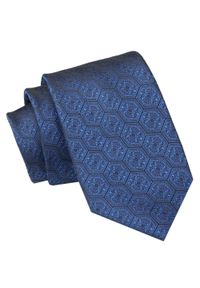 Męski Krawat Angelo di Monti - Granatowy, Wzór Geometryczny. Kolor: niebieski. Materiał: tkanina. Wzór: geometria. Styl: elegancki, wizytowy #1