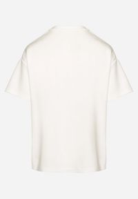 Born2be - Biały T-shirt z Trójkątnym Dekoltem Foniriela. Okazja: do pracy, na co dzień. Kolor: biały. Materiał: jeans. Styl: casual #7