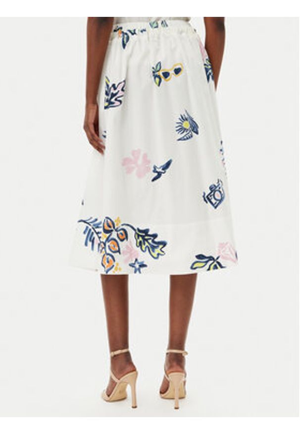 Marella Spódnica trapezowa Zambia 2513101072200 Biały Regular Fit. Kolor: biały. Materiał: bawełna