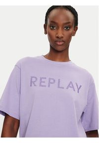 Replay T-Shirt W3698R.000.23188P Fioletowy Regular Fit. Kolor: fioletowy. Materiał: bawełna