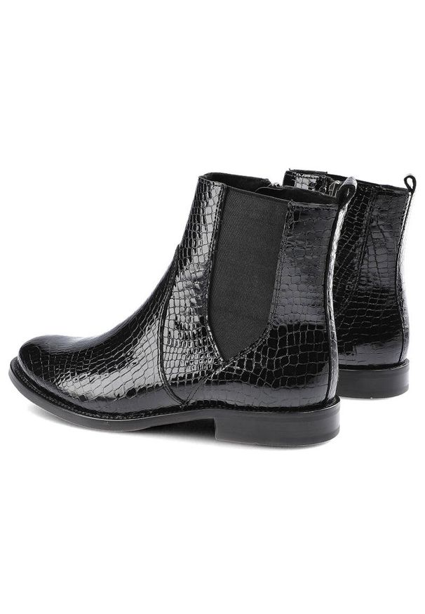Czarne Botki Damskie Dwunasty Shoes Jesienne Buty. Okazja: na co dzień. Kolor: czarny. Materiał: lakier, skóra. Sezon: jesień. Styl: casual