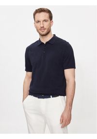 Selected Homme Polo Berg 16092437 Granatowy Regular Fit. Typ kołnierza: polo. Kolor: niebieski. Materiał: bawełna #1