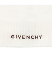 Givenchy - GIVENCHY - Beżowa czapka beanie z logo. Kolor: beżowy. Materiał: wełna. Wzór: haft