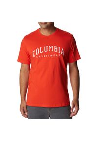 columbia - Koszulka trekkingowa męska Columbia Rockaway River Graphic. Kolor: czerwony