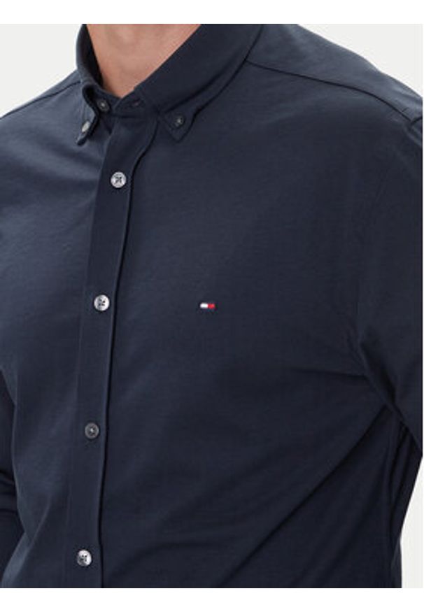 TOMMY HILFIGER - Tommy Hilfiger Koszula Performance MW0MW39418 Granatowy Slim Fit. Kolor: niebieski. Materiał: syntetyk, bawełna