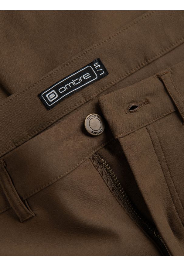 Ombre Clothing - Spodnie męskie materiałowe REGULAR z kieszeniami cargo - oliwkowe V2 - Rozmiar: M. Kolor: oliwkowy. Materiał: materiał
