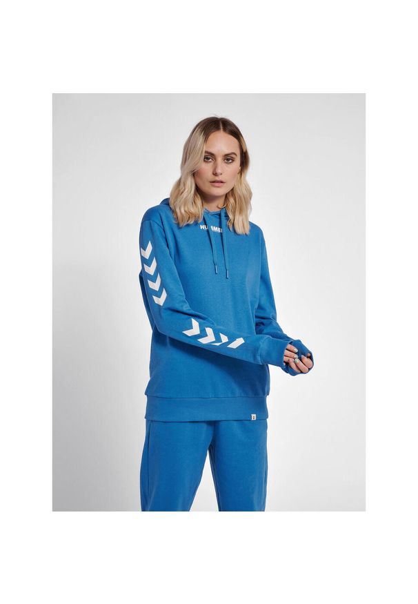 Bluza z kapturem Hummel Legacy. Typ kołnierza: kaptur. Kolor: niebieski. Materiał: bawełna, materiał. Wzór: nadruk. Sport: fitness