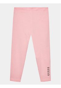 Guess Legginsy K3BB02 K6YW3 Beżowy Slim Fit. Kolor: beżowy. Materiał: bawełna