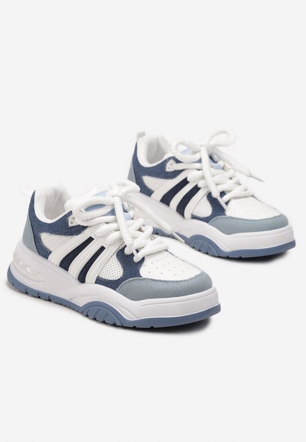 Renee - Niebieskie Sneakersy na Grubej Podeszwie z Brokatem Lenema. Okazja: na co dzień. Kolor: niebieski