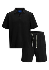 Jack & Jones - Jack&Jones Komplet polo i spodenki Slington 12281841 Czarny Relaxed Fit. Kolor: czarny. Materiał: bawełna #4