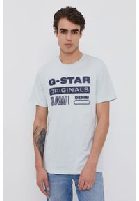 G-Star RAW - G-Star Raw - T-shirt. Okazja: na co dzień. Kolor: turkusowy. Materiał: dzianina, bawełna. Wzór: nadruk. Styl: casual