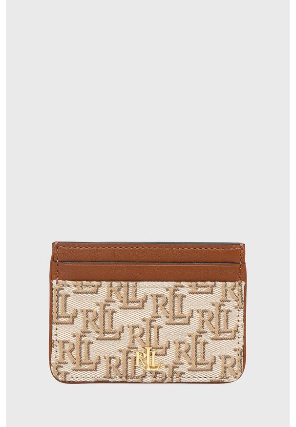 Lauren Ralph Lauren etui na karty damski kolor brązowy. Kolor: brązowy. Materiał: materiał