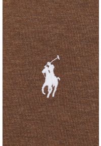 Polo Ralph Lauren bluza męska kolor brązowy z kapturem gładka. Typ kołnierza: kaptur, polo. Kolor: brązowy. Wzór: gładki #2