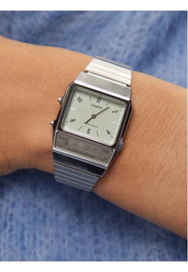 Casio Zegarek Vintage Classic AQ-800E-3AEF Srebrny. Kolor: srebrny. Styl: vintage