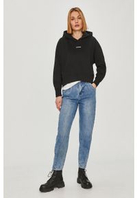 Calvin Klein Jeans - Bluza. Typ kołnierza: kaptur. Kolor: czarny. Materiał: bawełna, dzianina. Wzór: gładki #4