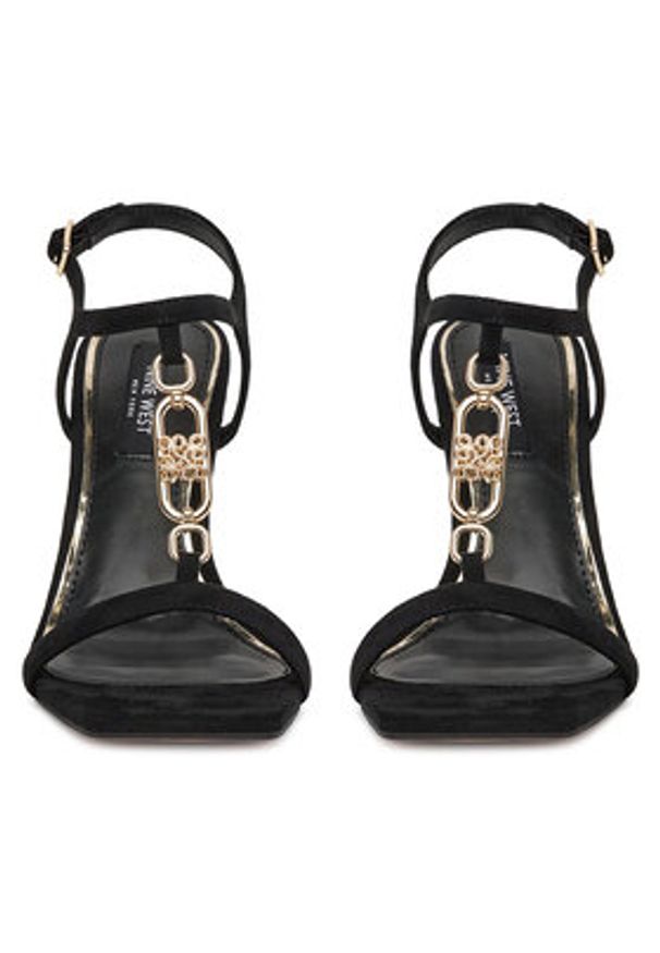 Nine West Sandały S3SH1996-01 Czarny. Kolor: czarny. Materiał: materiał