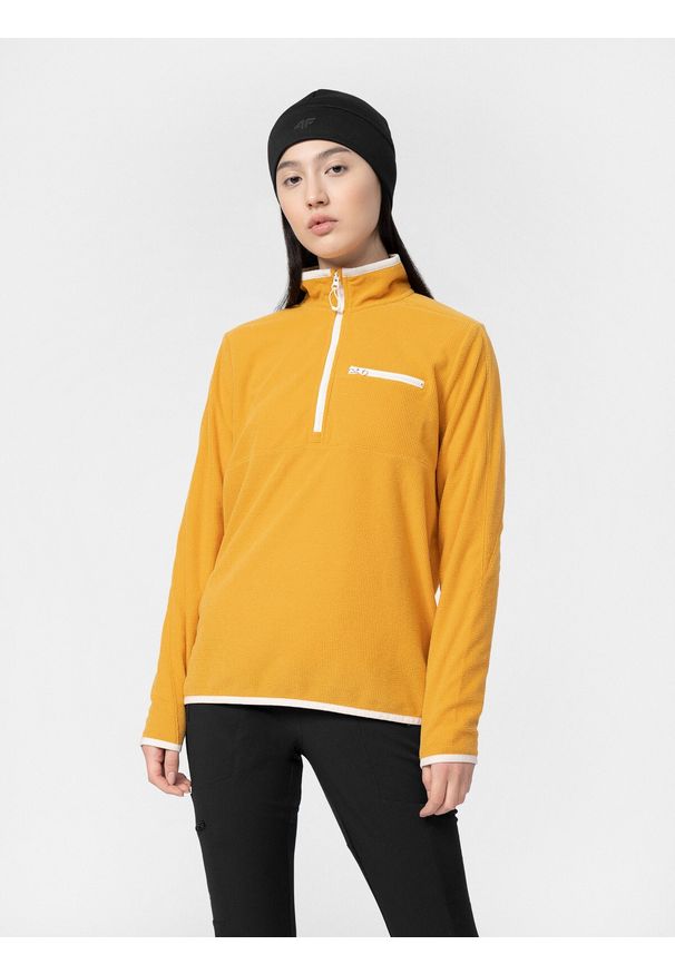 4f - 4F Bluza trekkingowa nierozpinana bez kaptura damska XS. Typ kołnierza: bez kaptura. Kolor: pomarańczowy. Materiał: włókno