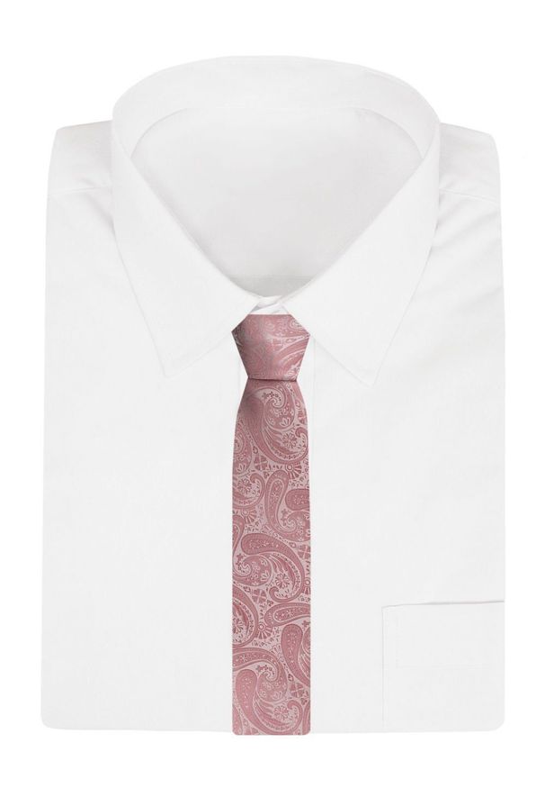 Klasyczny Krawat Męski - Chattier - Jasny Róż, Wzór Paisley. Kolor: różowy. Materiał: tkanina. Wzór: paisley. Styl: klasyczny