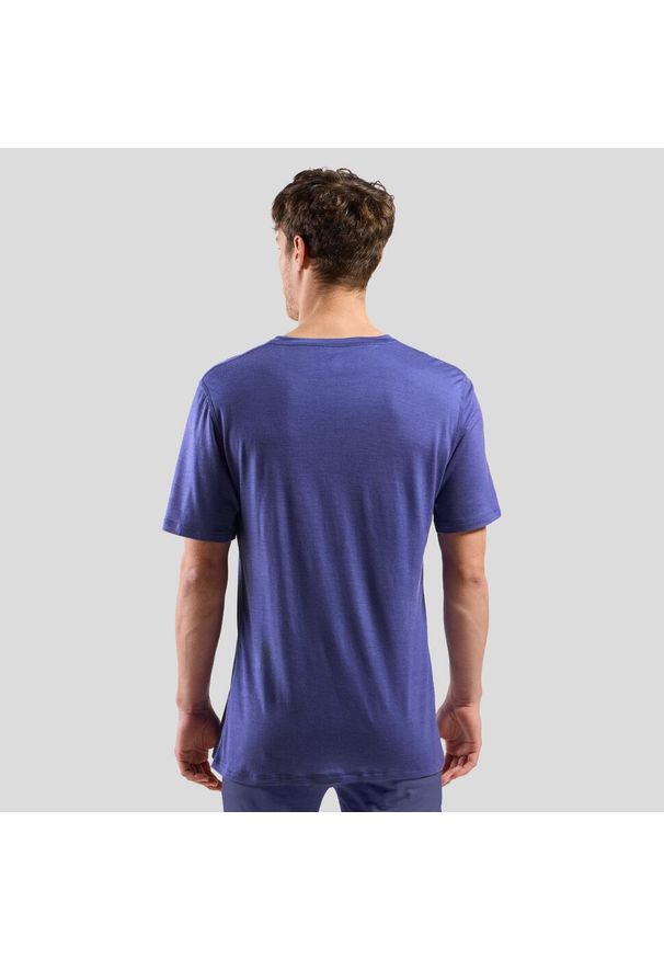 Odlo - Koszulka męska ODLO Merino 160 BL Top - 100% wełna merino, krótki rękaw. Kolor: niebieski. Materiał: wełna. Długość rękawa: krótki rękaw. Długość: krótkie. Sport: fitness