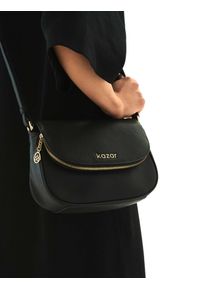Kazar - Czarna torebka damska. Kolor: czarny. Materiał: skórzane. Styl: casual. Rodzaj torebki: na ramię #6