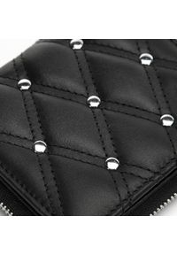 Wittchen - Damski portfel skórzany pikowany z nitami mały czarny. Kolor: czarny. Materiał: skóra. Wzór: aplikacja #3